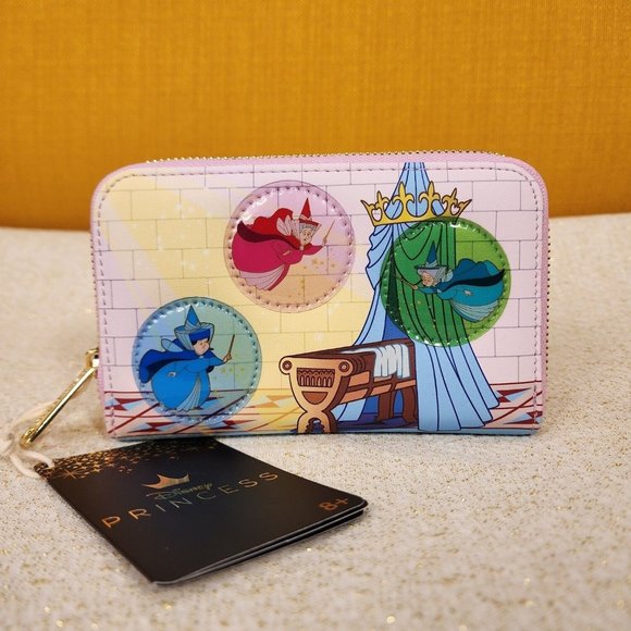 Loungefly Disney Sleeping Beauty Castle 3 Good Fairies Bubble Zip Wallet NEW - Picture 13 of 13
